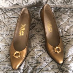 Vintage gold Ferragamo heels